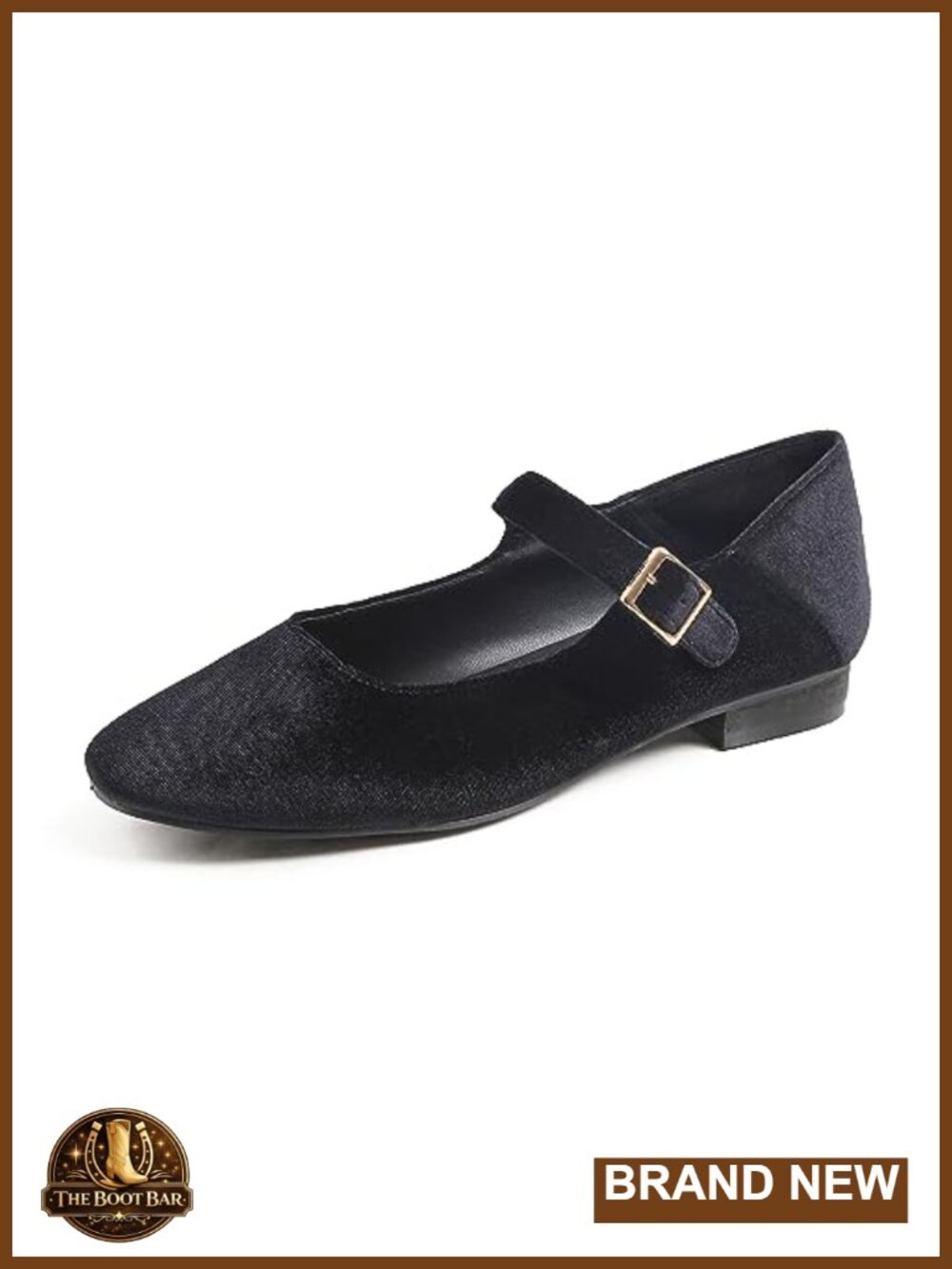 Womens Mary Jane Square Toe Buckle Low Heel Slip On Flats